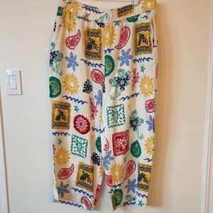 Jules & Leopold Multicolor Wide Leg Capris Pants Tropical Vacation Casual  XL
